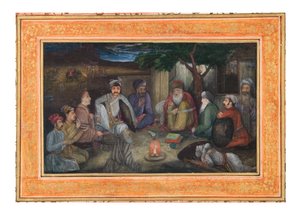 Podróżni zebrani w nocy, ok. 1640 (wc i złoto na papierze)